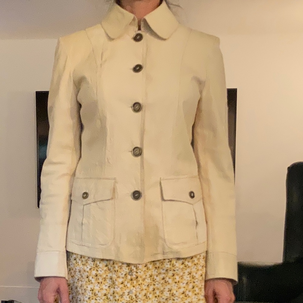 Vintage Burberry Cream Leather Jacket